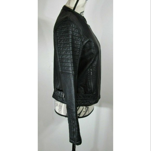 Cupcakes and Cashmere Motorcycle Jacket, Black, Faux leather, Womens Size Small - Picture 4 of 9